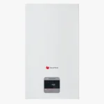 Imagen de la caldera Saunier Duval Thema Condens MI, caldera mural de condensación mixta con control inteligente vía termostato WiFi, ideal para calefacción y agua caliente sanitaria. Instalación incluida por Cafrigas.